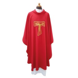 Casula ricamo croce Tau in tessuto "superleggero"