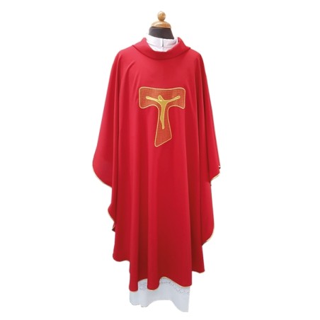 Casula ricamo croce Tau in tessuto "superleggero"