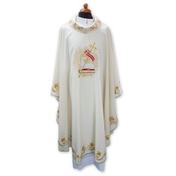 Casula solenne in pura lana riccamente  ricamata