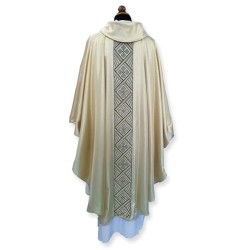 Casula in tessuto oro lamè con gallone cm. 12 fronte e retro