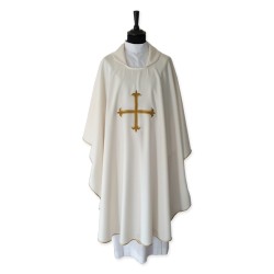 Casula con croce oro ricamata in poliestere