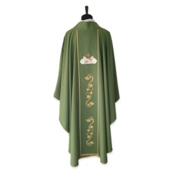 Casula con stolone ricamato e icona stampata della croce di San Francesco