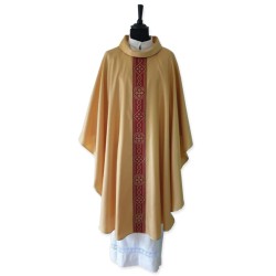 Casula Solenne con gallone in tessuto papale di misto lana dorato