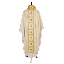 Casula solenne ricamata con pietre cucite a mano in tessuto misto lana