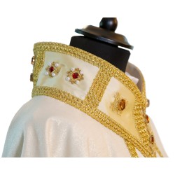 Casula solenne ricamata con pietre cucite a mano in tessuto misto lana