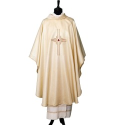 Casula con croce ricamata, in tessuto oro lurex poliestere
