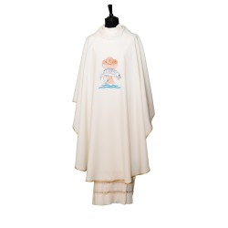 Casula con ricamo pane,pesci  in tessuto x poliestere