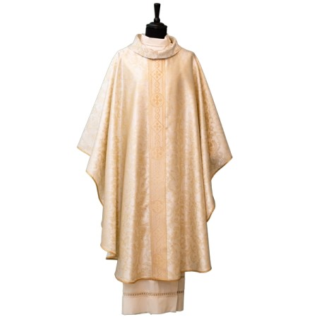 Casula in tessuto damascato e gallone
