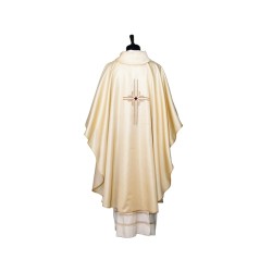 Casula con croce ricamata, in tessuto oro lurex poliestere