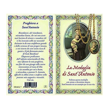 Biglietto storia preghiera medaglia di S. Antonio di Padova