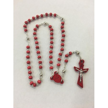 Rosario in legno legatura metallo Cresima