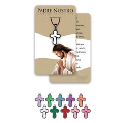 Croce in acciaio inox e cartoncino Padre Nostro