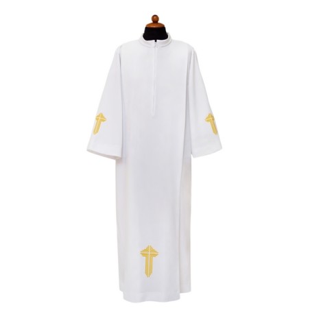 Camice con piegoni e Croce ricamata sul fondo e sulle maniche, in misto cotone