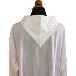 Camice monastico svasato con cappuccio in puro lino