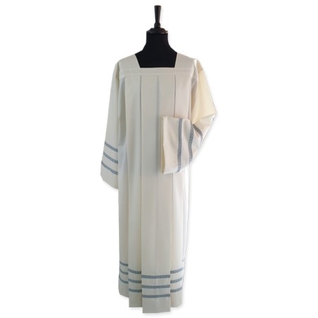 Camice collo squadrato con piegoni e tre giri di tramezzo in misto cotone