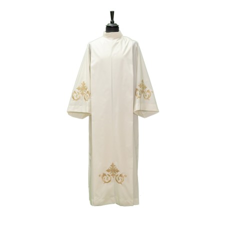 Camice con piegoni e cerniera sulla spalla con ricco ricamo in misto cotone