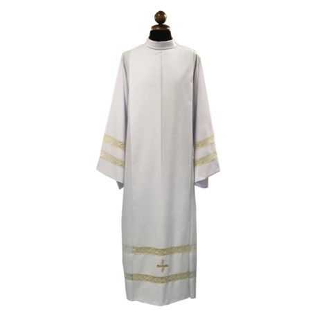 Camice in tela vaticana con doppio tramezzo e croce ricamata