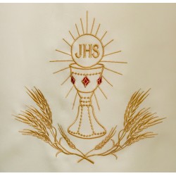 Camice con piegoni e cerniera sulla spalla con ricco ricamo in tessuto vatican poliestere