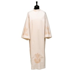 Camice con piegoni e cerniera sulla spalla con ricco ricamo in misto cotone