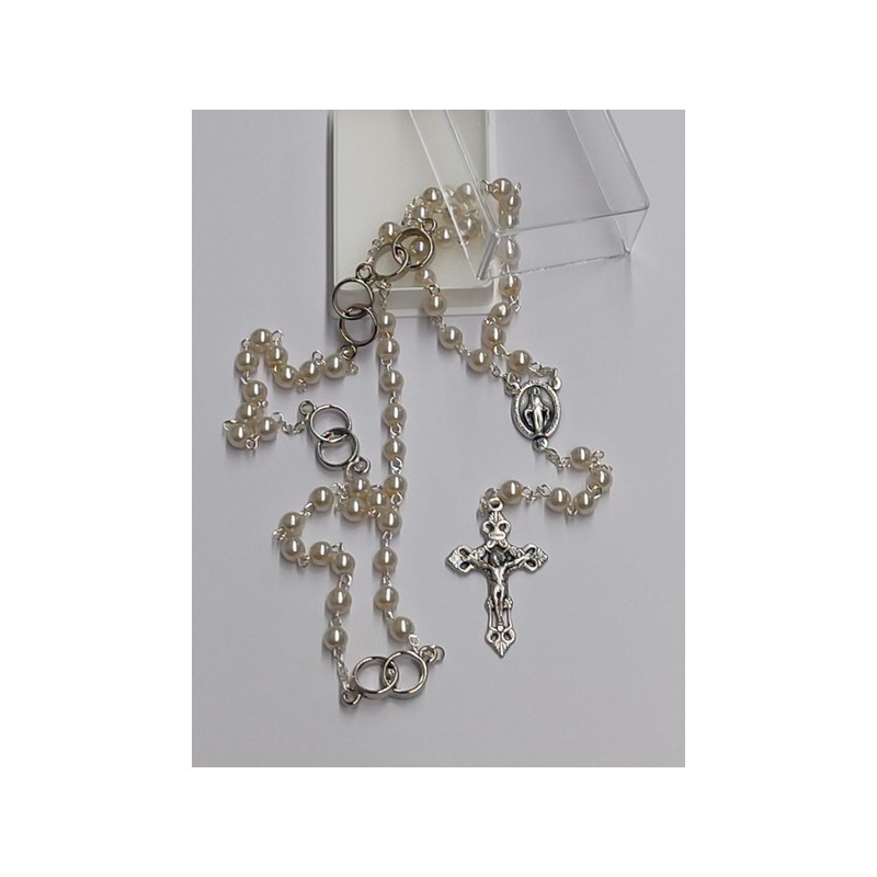 Corona rosario degli sposi argentatacon cofanetto