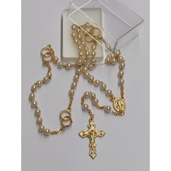 Corona rosario degli sposi dorata con cofanetto