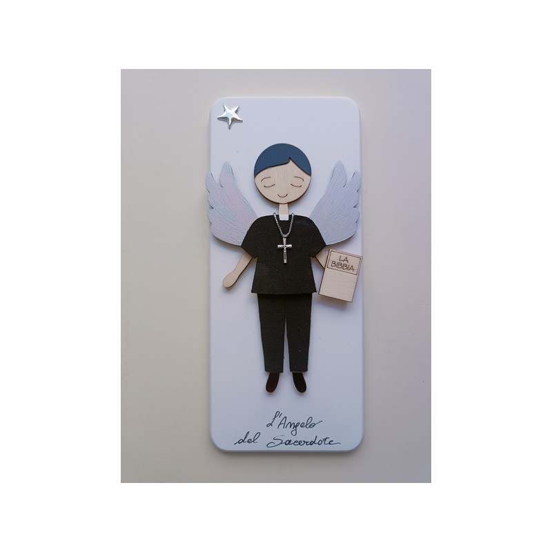 Quadretto "Angelo del sacerdote" con preghiera