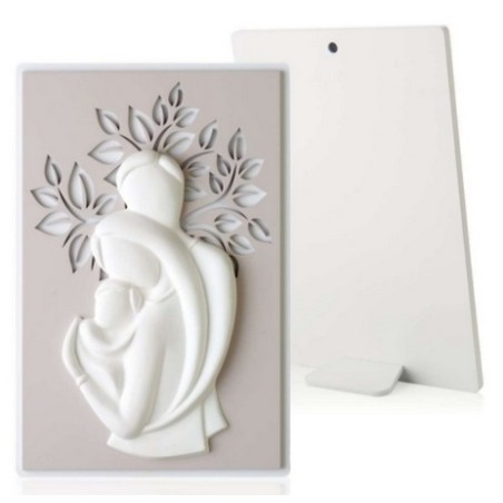 Quadro Sacra Famiglia in rilievo su legno laccato cm. 19,5x29,5