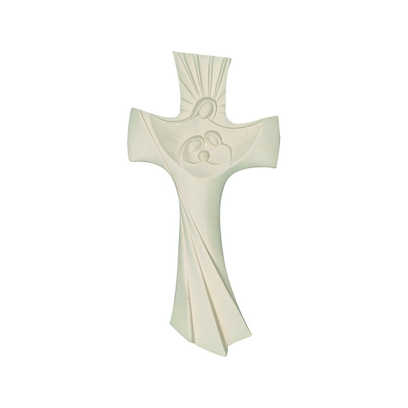 Croce in resina Sacra Famiglia cm. 19