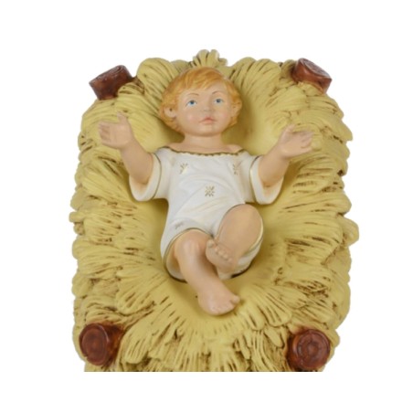 Gesù Bambino in culla - presepio cm. 65