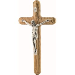 Croce in ulivo corpo in metallo cm. 15
