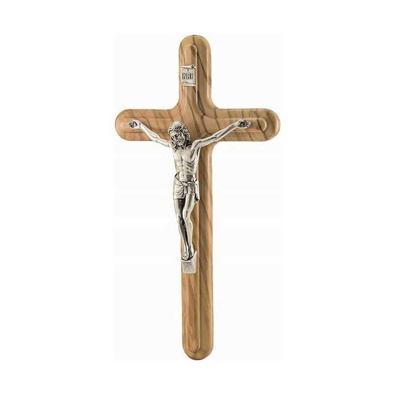 Croce in ulivo corpo in metallo cm. 20