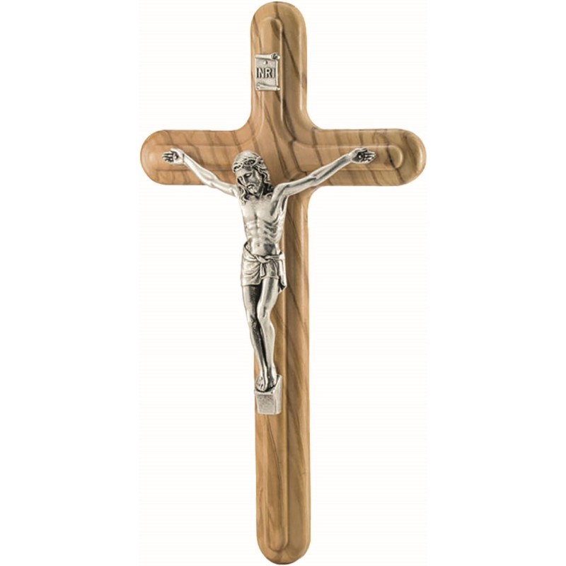 Croce in ulivo corpo in metallo cm. 25