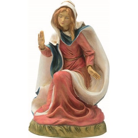 Madonna in ginocchio in resina per presepio cm. 65