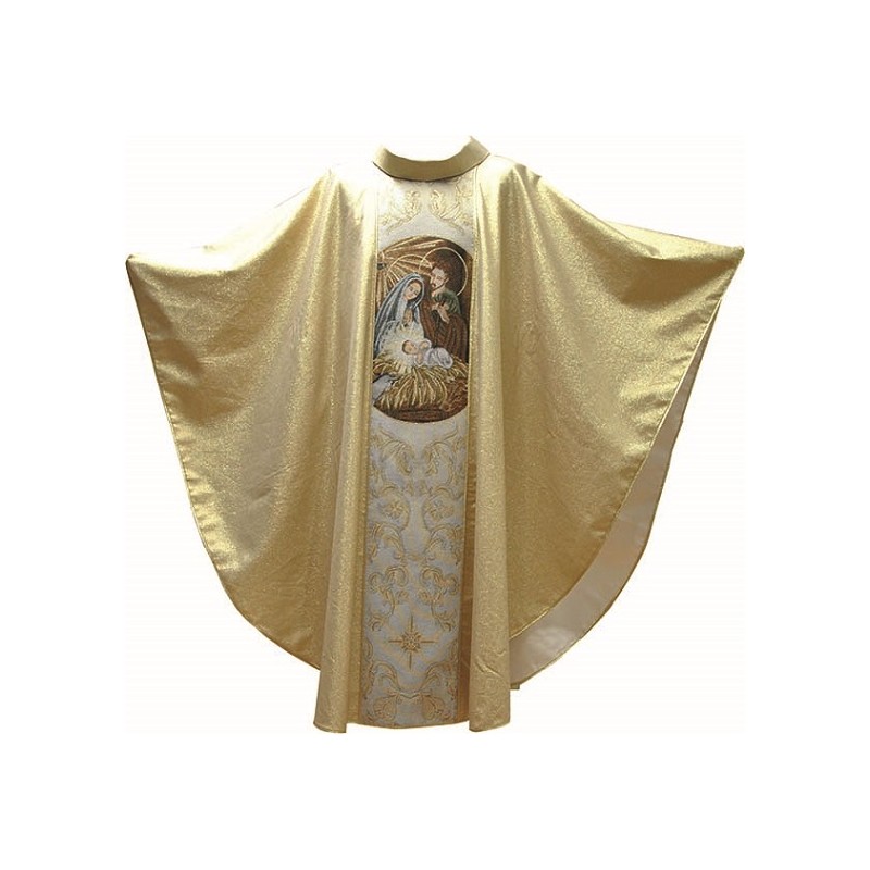 Casula saten lurex con fascia ricamo Natività