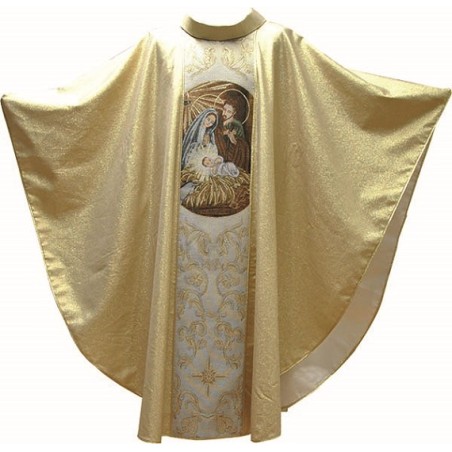 Casula saten lurex con fascia ricamo Natività