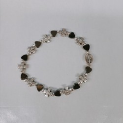 Braccialetto elastico grano metallo/ematite