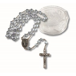 Rosario in vetro con cofanetto Madonna Miracolosa in rilievo