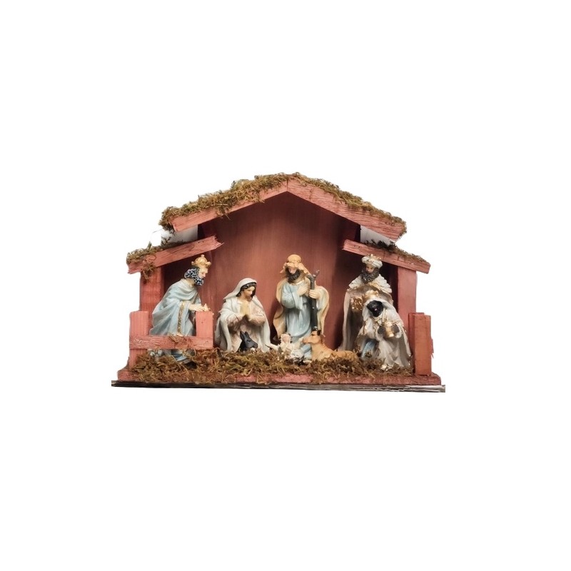 Capanna 8 personaggi in resina cm. 10