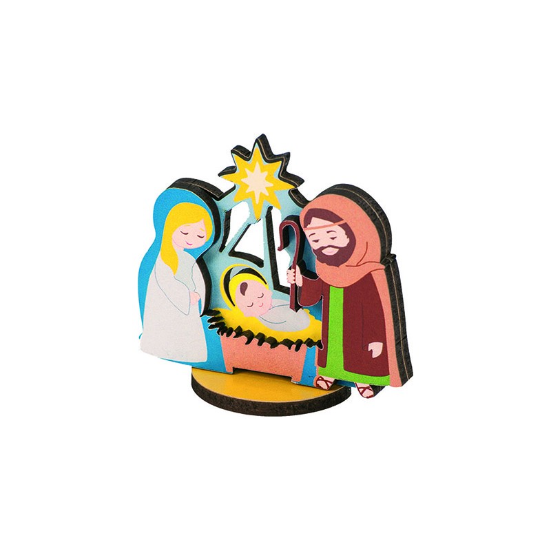 Presepe naif in legno sagomato tridimensionale
