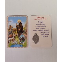 Immagine Pvc S. Antonio Abate con medaglia inserita e preghiera (50 pz)