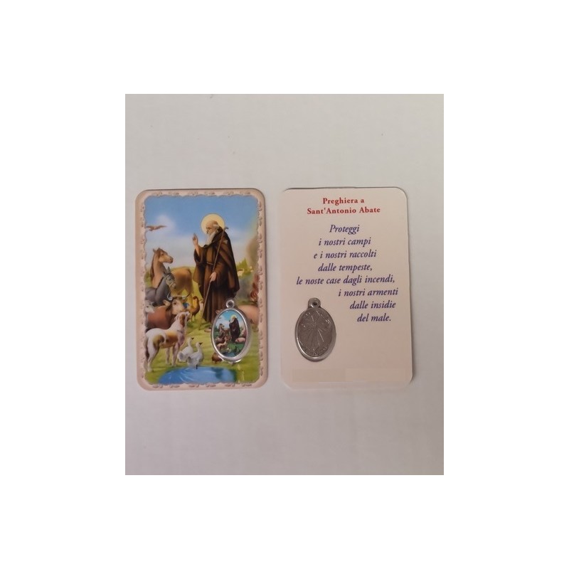 Immagine Pvc S. Antonio Abate con medaglia inserita e preghiera (50 pz)