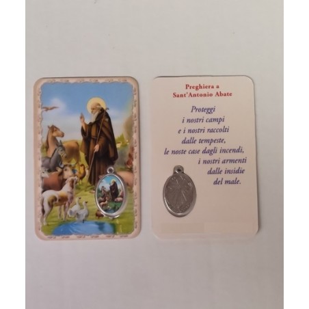 Immagine Pvc S. Antonio Abate con medaglia inserita e preghiera (50 pz)