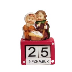 Natività naif con calendario in resina cm. 7