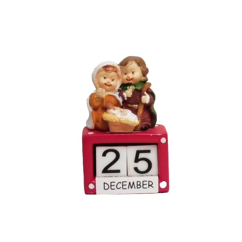 Natività naif con calendario in resina cm. 7