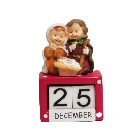 Natività naif con calendario in resina cm. 7