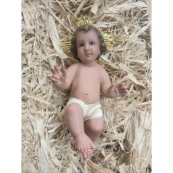 Gesù Bambino in gesso con occhi di vetro cm.15