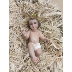Gesù Bambino in gesso con occhi di vetro cm.15