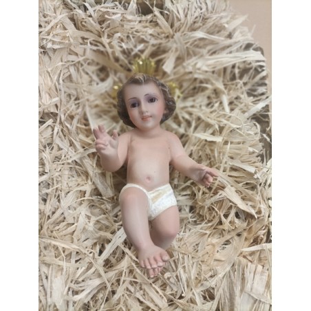 Gesù Bambino in gesso con occhi di vetro cm.15