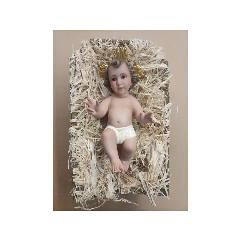 Gesù Bambino in gesso con occhi di vetro cm.20