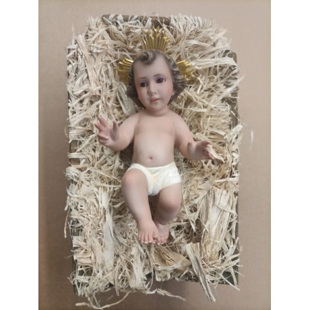 Gesù Bambino in gesso con occhi di vetro cm.20